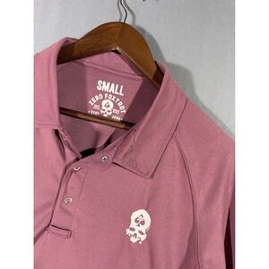 Zero Foxtrot‎ Skull Logo Short Sleeve Polo Shirt Mens Small Burgundy